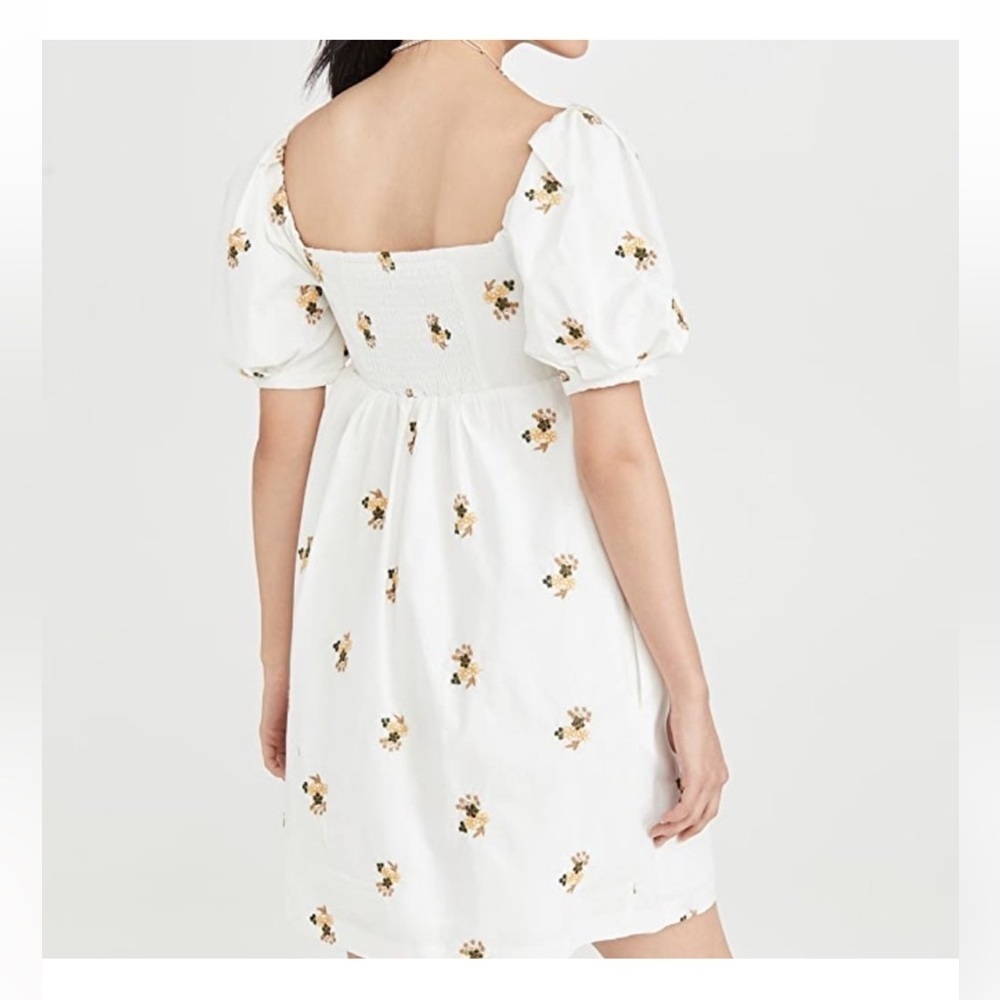 La’ Ven Puff Sleeve Flower Bouquets Pockets Short Dress Small NWT